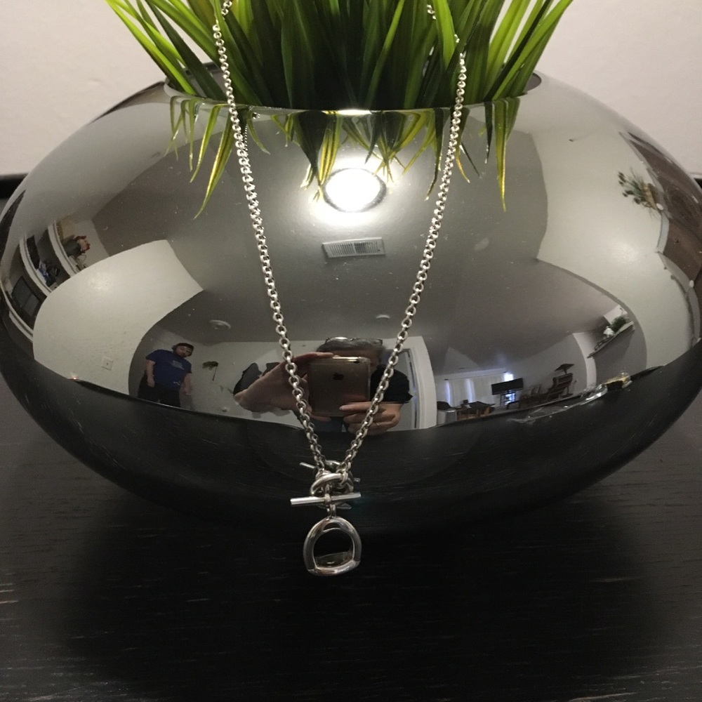 Hermès Sterling Silver Stirrup Necklace